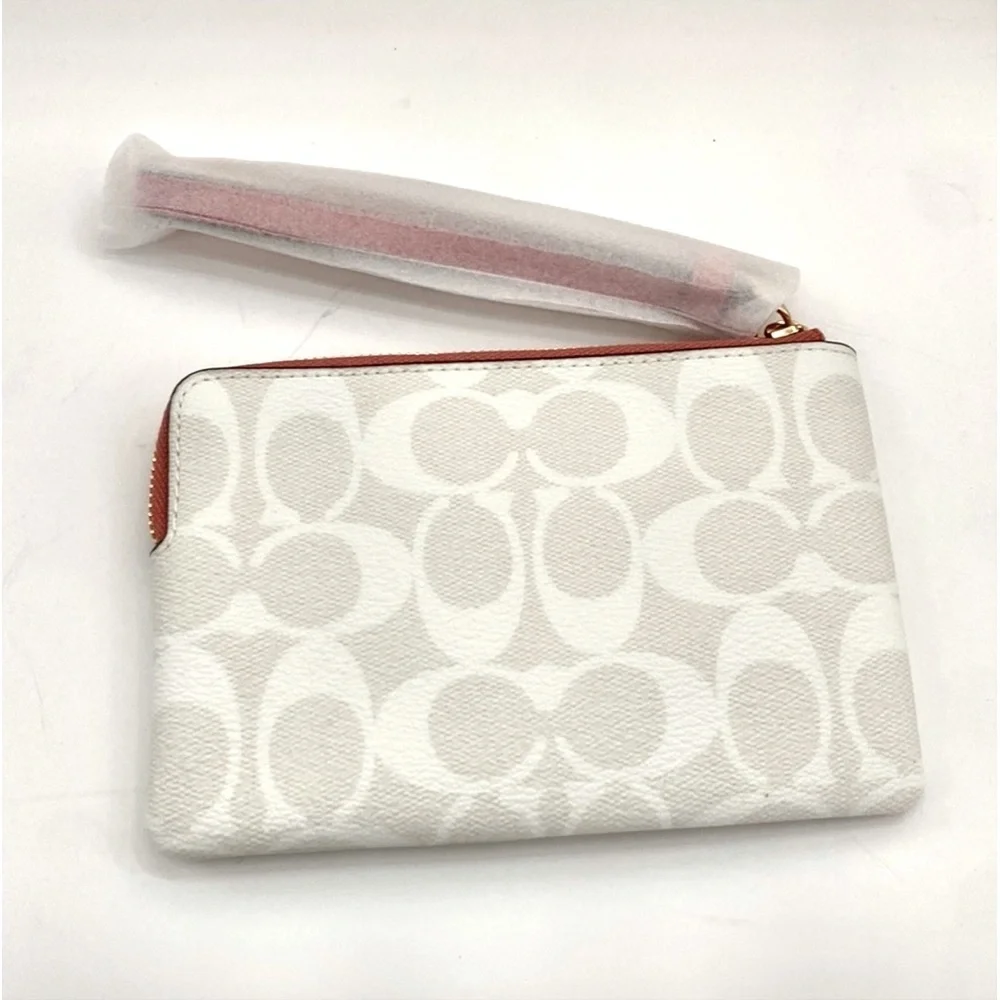 Coach Signature Canvas Wristlet with Butterfly Accent